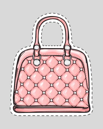 Handbag Patch with Handle, Clips Isolated in Flatのイラスト素材