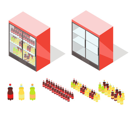 Drinks in Groceries Showcase Isometric Vectorのイラスト素材