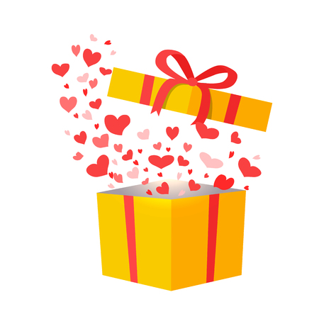 Outflying Hearts from Present on White Backgroundのイラスト素材