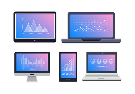 Graphics on Technological Equipments on Whiteのイラスト素材