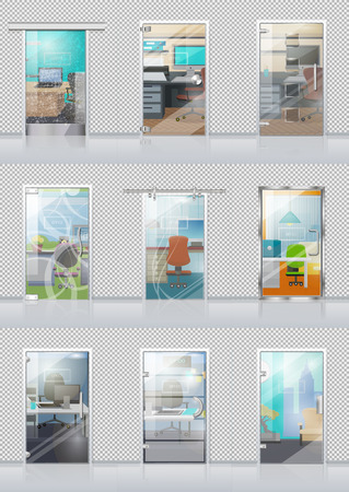 Transparent Door Set with View on Study Objectsのイラスト素材