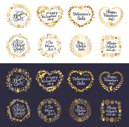Big Winter Sale and Happy Valentine s Day Setのイラスト素材