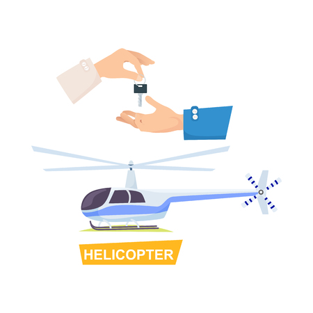 Hand Passing Key. Process of Buying Helicopterのイラスト素材
