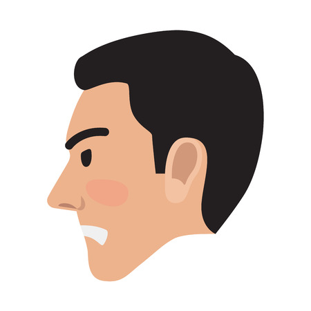 Angry Man Avatar User Pic Side Head View Vectorのイラスト素材