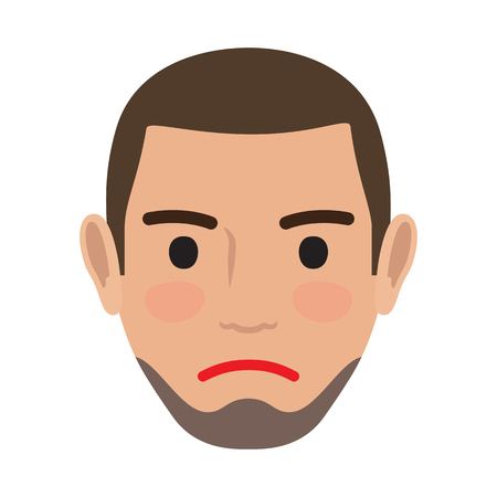 Indifferent Man Avatar User Pic. Vector Front Viewのイラスト素材