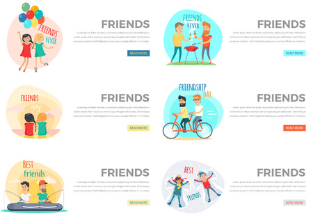 Best Friends Day Forever Web Collection on Whiteのイラスト素材