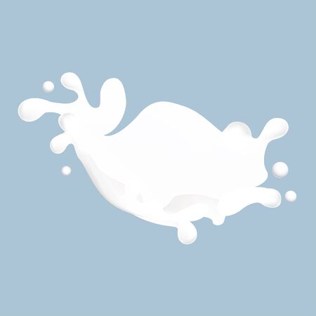 Milk Illustration. White Blot on Blue Backgroundのイラスト素材