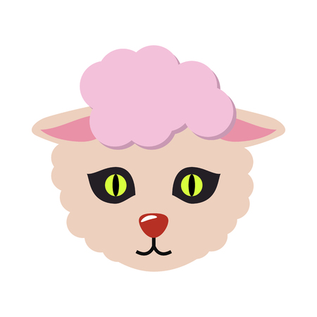Sheep Animal Carnival Mask. Cute Wooly Lambのイラスト素材
