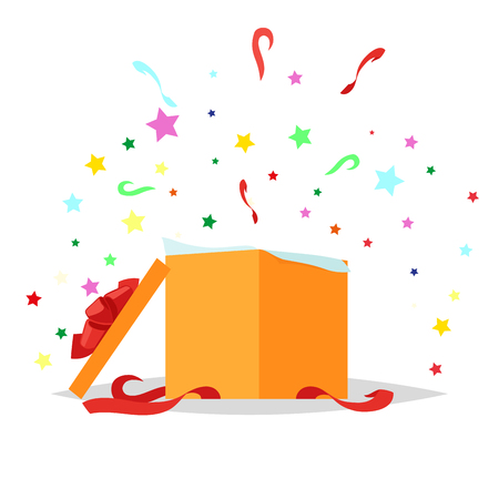 Open Gift Box Illustration. Holiday Collectionのイラスト素材