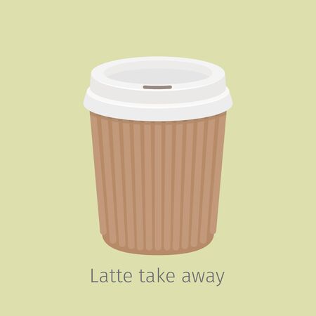 Latte Take Away. Coffee in Paper Cup Illustrationのイラスト素材