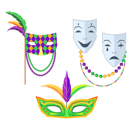 Mardi Gras. Carnival Masks Isolated Illustrationsのイラスト素材