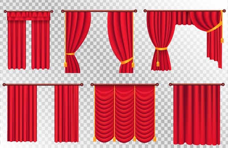 Red Curtains Set. Theater Curtain Illustrationのイラスト素材