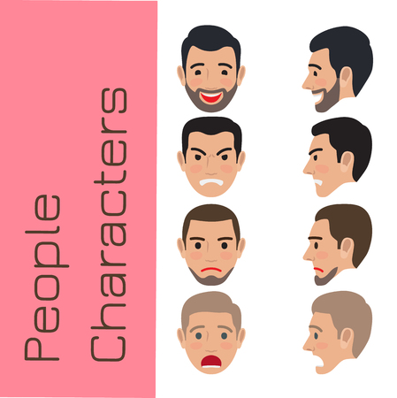 People Emotions Generator Flat Vectorのイラスト素材
