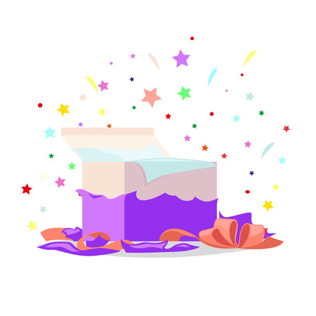 Open Red Gift Box Illustration Holiday Collectionのイラスト素材