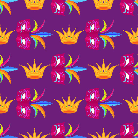 Mardi Gras Festival Mask and Crow Wrapping Paperのイラスト素材