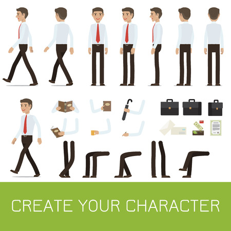 Businessman Character Generator Flat Vectorのイラスト素材