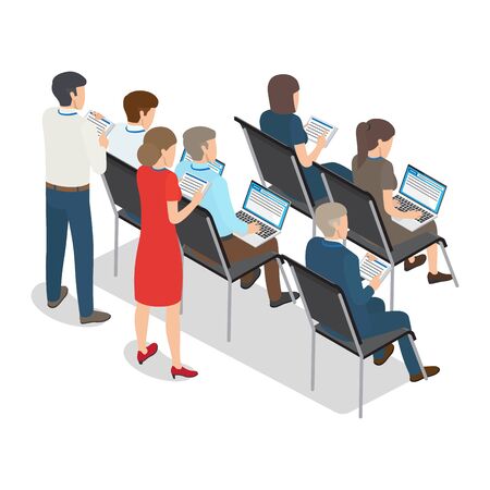 People with Laptop and Tablet on Business Coachingのイラスト素材