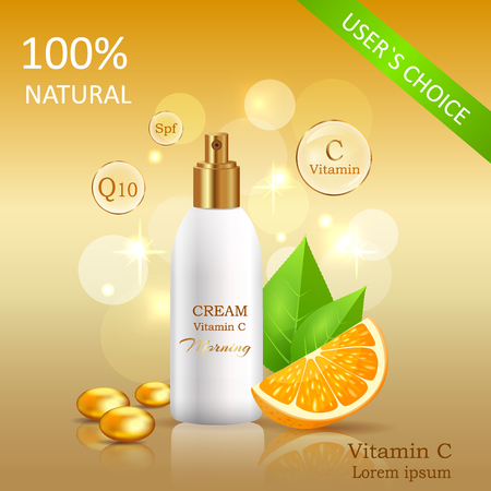 Natural Cream with Vitamin C Vector Illustrationのイラスト素材