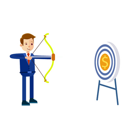 Businessman Hits Target With Bow Illustrationのイラスト素材