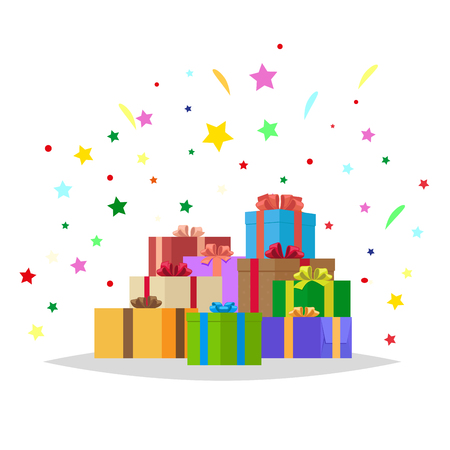 Bunch of Presents Illustration. Holiday Collectionのイラスト素材