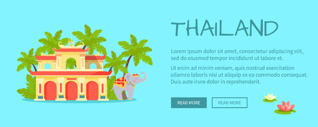 Thailand Touristic Flat Style Vector Web Bannerのイラスト素材