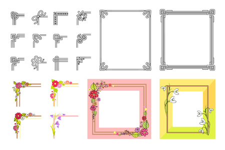 Decorative Colorful Frame Collection on Whiteのイラスト素材