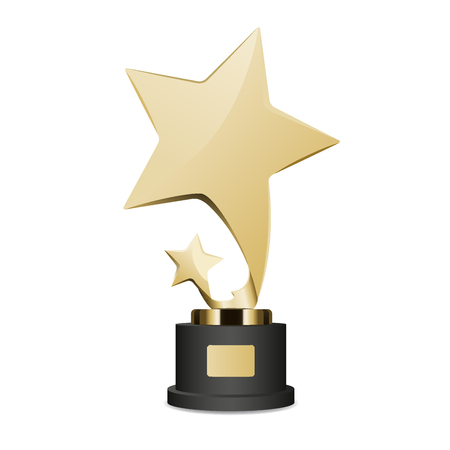 Golden Trophy Cup with Large and Small Star Iconのイラスト素材