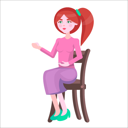 Redhead Pregnant Woman with Pink Cheeksのイラスト素材
