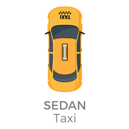 Taxi Sedan Top View Flat Vector Iconのイラスト素材