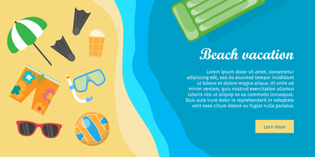 Beach Vacation Banner. Things Necessary for Rest.のイラスト素材