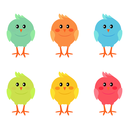 Cute Easter Spring Chickens Isolated Illustrationのイラスト素材