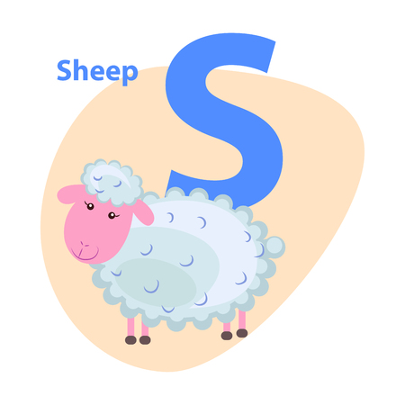 Character S Cheerful Sheep on ABC for Childrenのイラスト素材