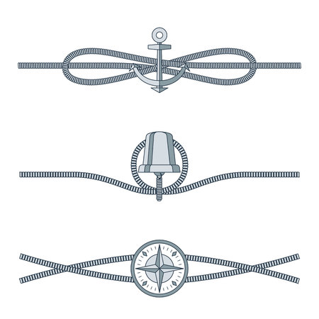 Rope Knots Collection with Decorative Elementsのイラスト素材