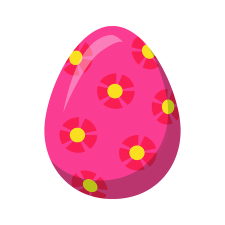 Easter Pink Egg with Red Flowers Isolated Vectorのイラスト素材