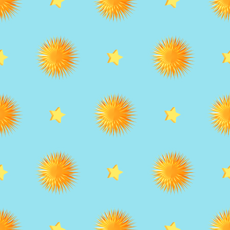 Urchins with Starts Seamless Pattern Vector.のイラスト素材