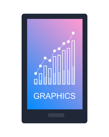 Graphics on Isolated Smartphone Screen on Whiteのイラスト素材