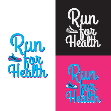 Run for Health. Collection of Three Logotypesのイラスト素材