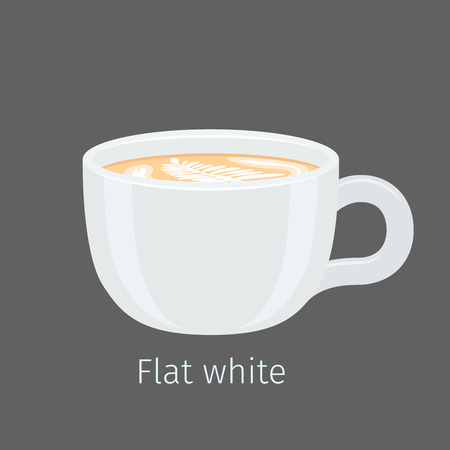 Flat White Coffee with Latte Art on Foam Vectorのイラスト素材