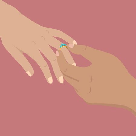 Proposal Agreement Touching Moment Illustrationのイラスト素材