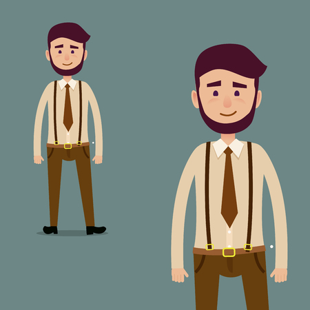 Young Male Bearded Cartoon Character Illustrationのイラスト素材