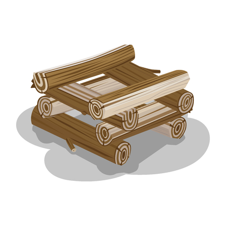 Stacked Wood Isolated Vector. Firewood Elementsのイラスト素材