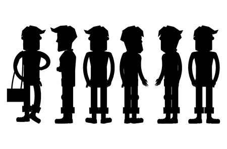 Set of Hipster Characters Vector Silhouettesのイラスト素材
