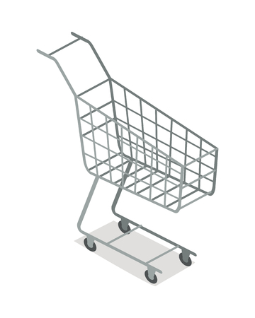 Empty Supermarket Trolley Isometric Vector Iconのイラスト素材