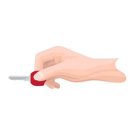 Door Key in Human Hand Flat Style Vectorのイラスト素材
