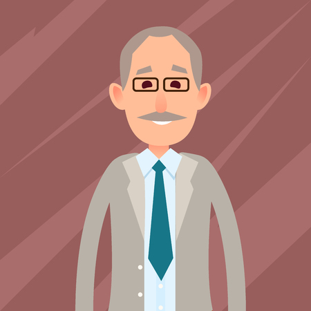 Old Male Character with Mustache Illustrationのイラスト素材