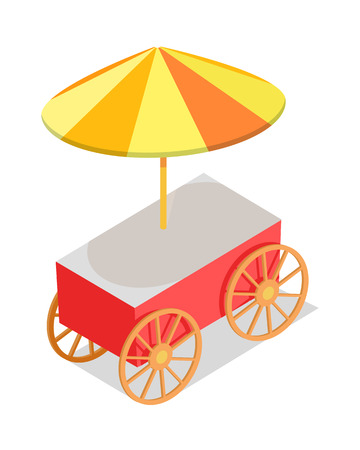 Colorful Streetfood Trolley Isolated Illustrationのイラスト素材