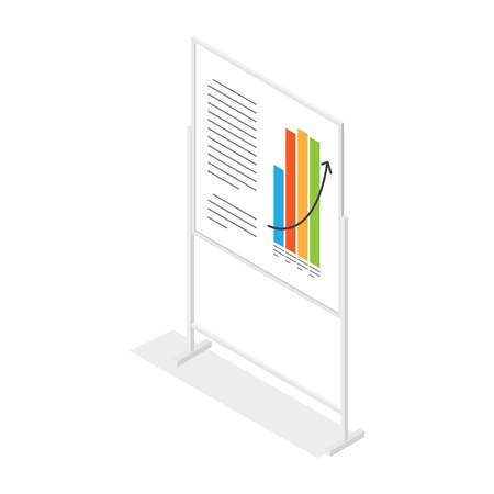 White Placard with Growing Schedule Cartoon Styleのイラスト素材