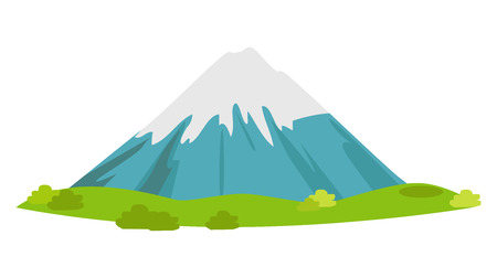 Snowy Mountain with Green Meadow at Foot Vectorのイラスト素材
