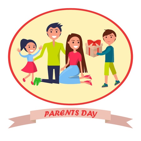 Banner Dedicated to Parents Day Depicting Familyのイラスト素材