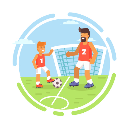 Happy Fathers Day Poster with Son and Dad Vectorのイラスト素材